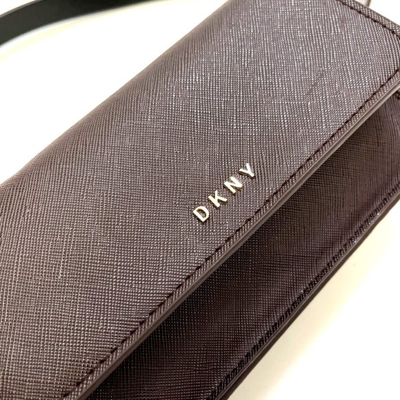 DKNY Belt Bag Waist Fanny Pack Wristlet Brown Faux Leather Logo NWT main image 4